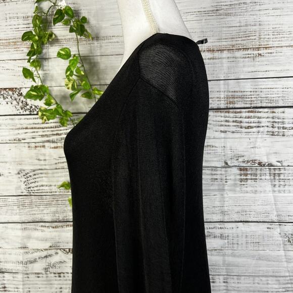 Eileen Fisher Tunic Top Women's Size L Black Silver Stretch Lagenlook Oversized - Picture 10 of 14